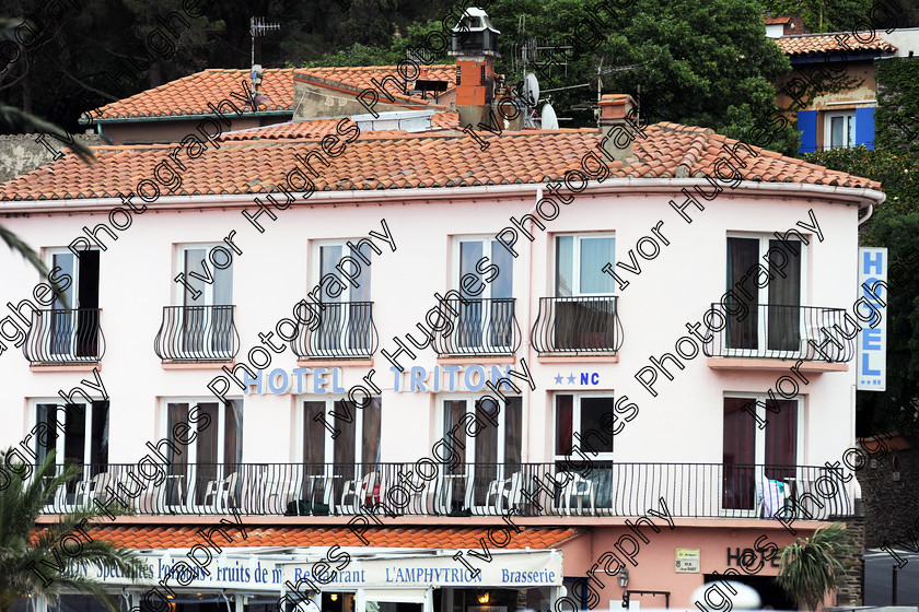 D3S 8930 
 Keywords: Collioure village fishing port Roussillon France 66 June 2014 Hotel Triton Restaurant bar brasserie Amphytrion