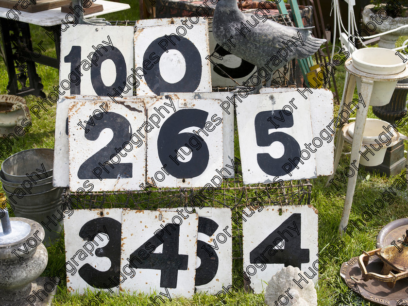 R41 
 Keywords: Arthur Swallow Fairs ASF Ripley Castle Harrogate Yorkshire Salvage Antiques Fair 2015 reclamation decorative home 645 MF medium format metal sign score numbers