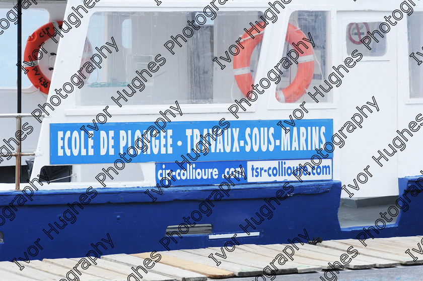 D3S 8919 
 Keywords: Collioure village fishing port Roussillon France 66 June 2014 notice sign diving club aqua school lessons