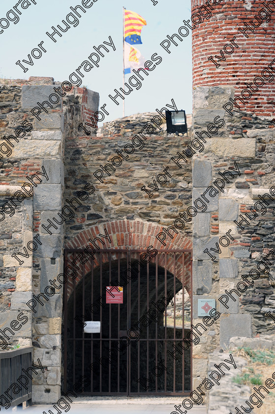 D3S 8960 
 Keywords: Collioure village fishing port Roussillon France 66 June 2014 stone ramparts fort fortress Vauban castle fortification defense defence tower wall